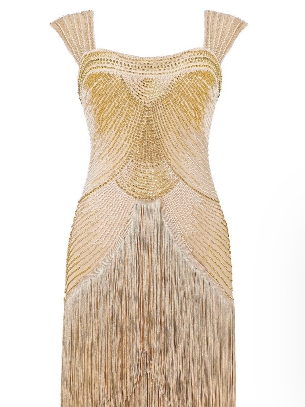 Graceful Gradient Bead Fringe Gown